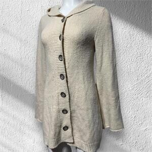 Prana Women's Beige Button-Up Knit Cardigan Sweater